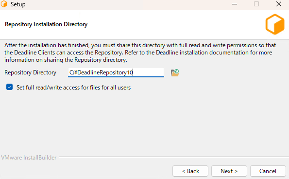 Repository Installation Directoryを指定
