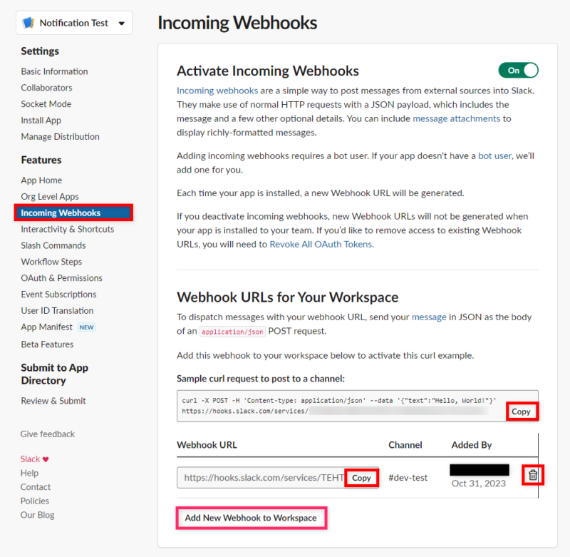 Check Webhook URL